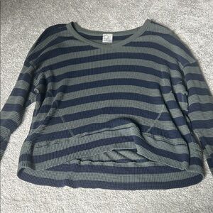 Aerie Oversized Striped Navy and Gray Women's Sweater